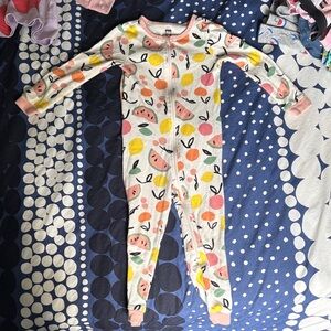 Tea Collection Fruit-Print Zip One-Piece Pajama - Pink, Yellow, Orange